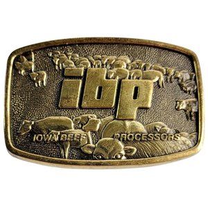 Vintage IBP Iowa Beef Processors Brass Belt Buckle By The Buckle Works